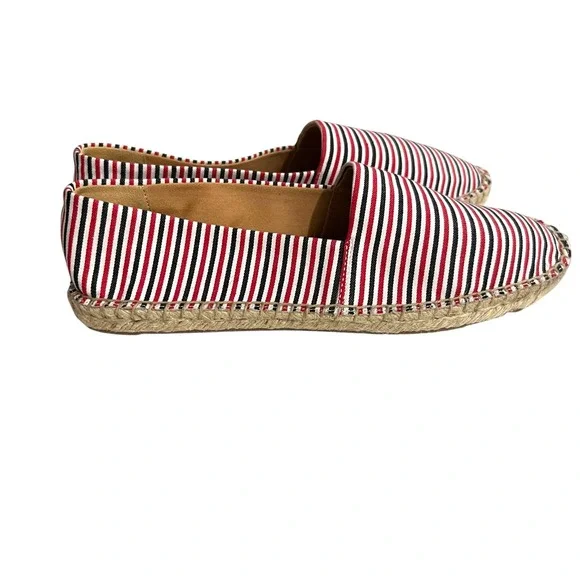 J.‎ Crew Striped Red White Canvas Espadrille Flats Size 7.5 - Picture 6 of 8